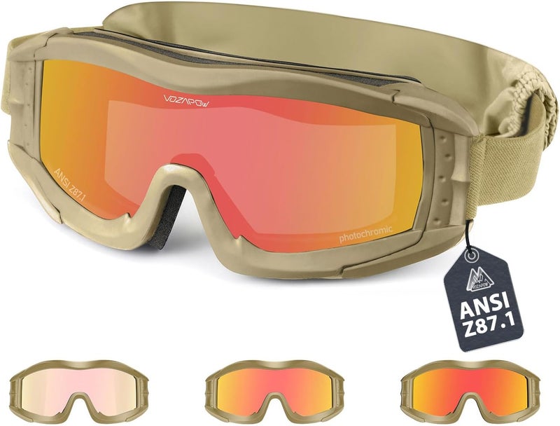 VOZAPOW Airsoft Goggles Anti Fog with ANSI Z87.1 Certified, Safety Goggles Impact Resistant, Tactical Shooting Glasses - Image 1